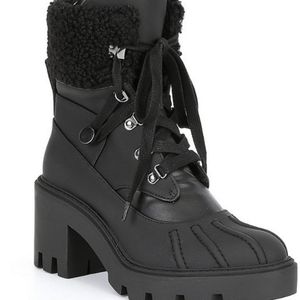 Steve Madden Northern Faux Fur Detail Lace-Up Chunky Lug Sole Hiker Boots